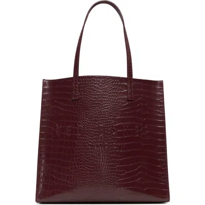 Ted Baker Soocon Faux Leather Tote In Burgundy