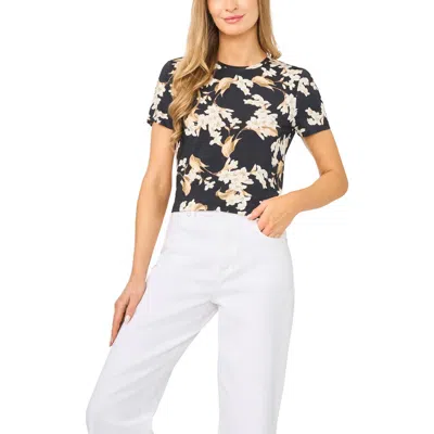 Ted Baker Spencer Floral Short Sleeve Top In Black