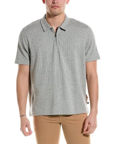 Ted Baker Speysid Textured Zip Polo Shirt In Gray