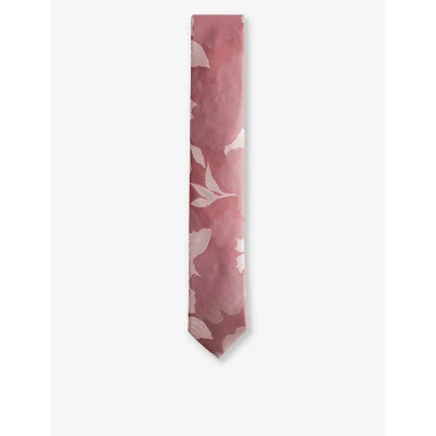 Ted Baker Mens Pink Spikes Floral-print Silk Tie