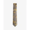 Ted Baker Mens Yellow Spikes Floral-print Silk Tie