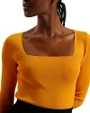 Ted Baker Square Neck Fitted Knit Top In Orange