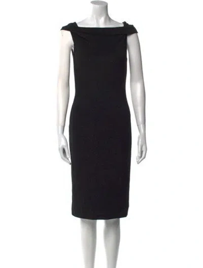 Pre-owned Ted Baker Square Neckline Knee-length Dress In Black