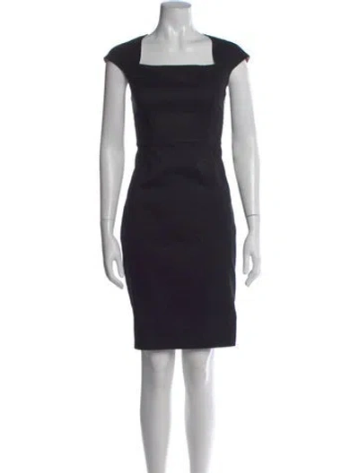 Pre-owned Ted Baker Square Neckline Knee-length Dress In Black