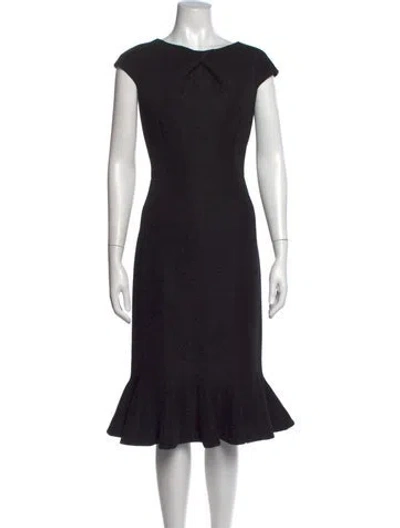 Pre-owned Ted Baker Square Neckline Knee-length Dress In Black