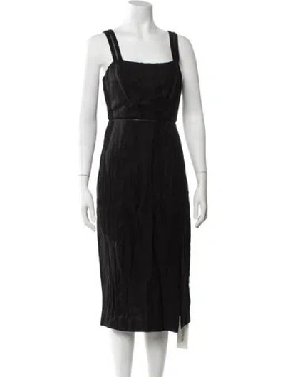 Pre-owned Ted Baker Square Neckline Knee-length Dress In Black