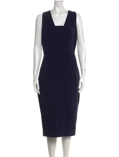 Pre-owned Ted Baker Square Neckline Knee-length Dress In Blue