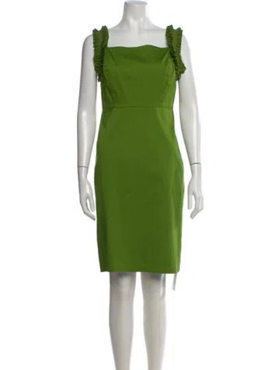 Pre-owned Ted Baker Square Neckline Knee-length Dress In Green