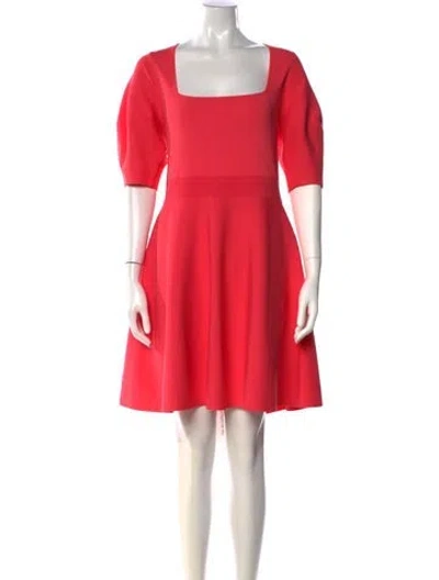 Pre-owned Ted Baker Square Neckline Knee-length Dress In Red