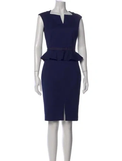 Pre-owned Ted Baker Square Neckline Knee-length Dress W/ Tags In Blue