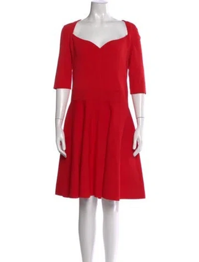 Pre-owned Ted Baker Square Neckline Knee-length Dress W/ Tags In Red