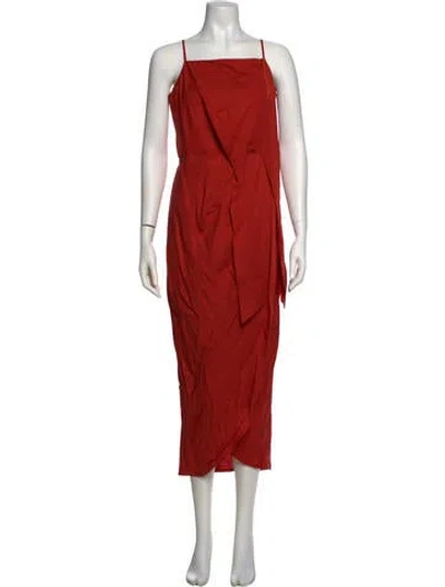 Pre-owned Ted Baker Square Neckline Long Dress In Red
