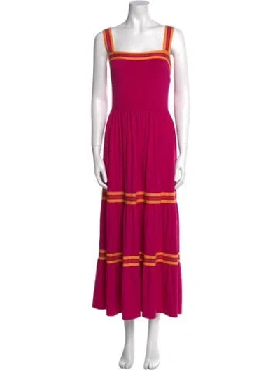 Pre-owned Ted Baker Square Neckline Long Dress W/ Tags In Pink