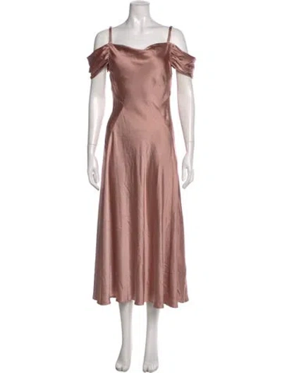 Pre-owned Ted Baker Square Neckline Long Dress W/ Tags In Pink