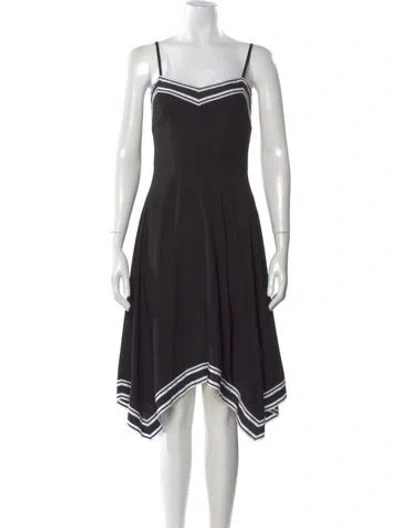Pre-owned Ted Baker Square Neckline Midi Length Dress In Black