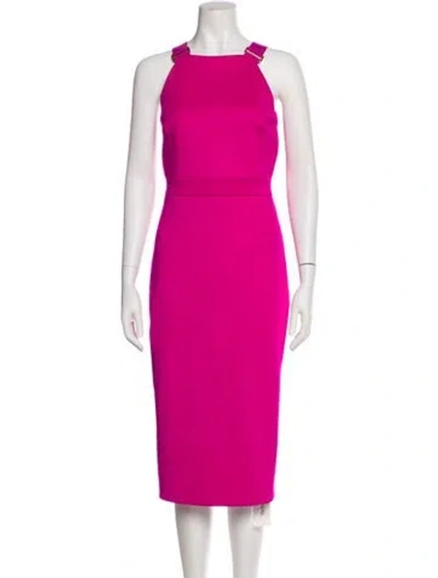 Pre-owned Ted Baker Square Neckline Midi Length Dress In Purple