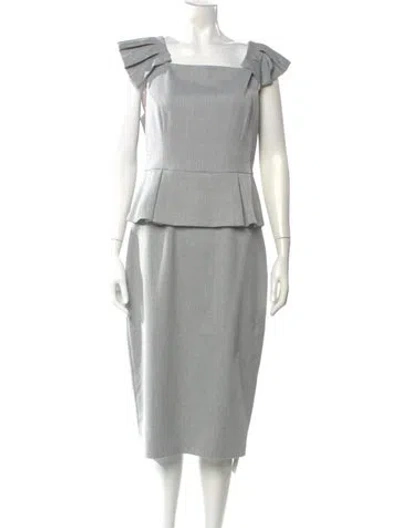 Pre-owned Ted Baker Square Neckline Midi Length Dress W/ Tags In Gray