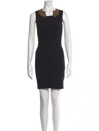 Pre-owned Ted Baker Square Neckline Mini Dress In Black