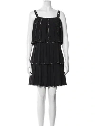 Pre-owned Ted Baker Square Neckline Mini Dress In Black