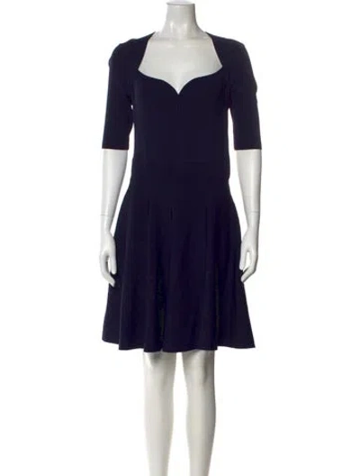 Pre-owned Ted Baker Square Neckline Mini Dress In Blue