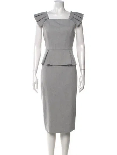 Pre-owned Ted Baker Square Neckline Mini Dress In Gray