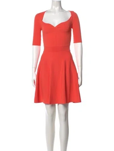Pre-owned Ted Baker Square Neckline Mini Dress In Orange