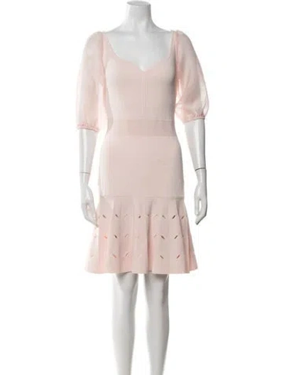 Pre-owned Ted Baker Square Neckline Mini Dress In Pink