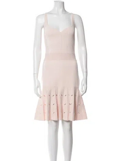 Pre-owned Ted Baker Square Neckline Mini Dress In Pink