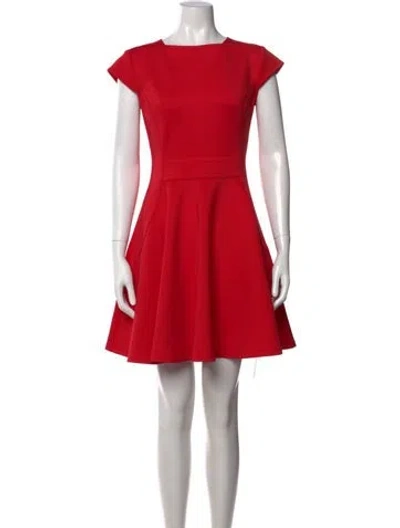 Pre-owned Ted Baker Square Neckline Mini Dress In Red