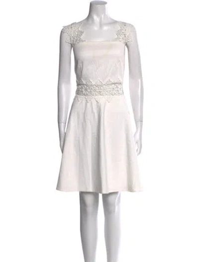 Pre-owned Ted Baker Square Neckline Mini Dress In White