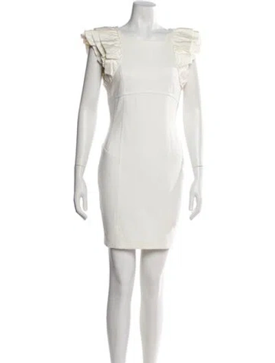 Pre-owned Ted Baker Square Neckline Mini Dress In White