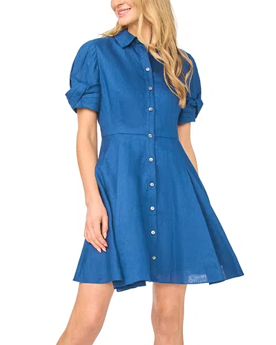 Ted Baker Stina Twisted Short Sleeve Linen Shirtdress In Blue