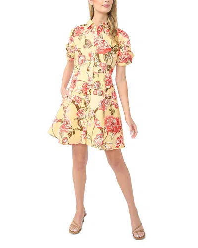 Ted Baker Stina Twist Sleeve Flared Mini Dress In Yellow