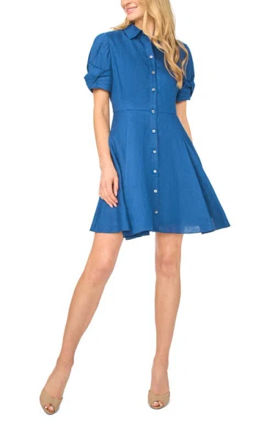Ted Baker Stina Twisted Short Sleeve Linen Shirtdress In Blue