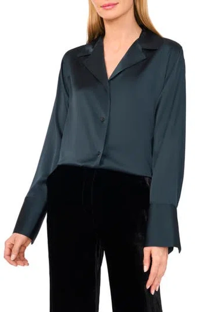 Ted Baker Stretch Satin Button-up Shirt In Green