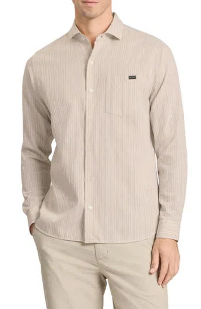 Ted Baker Stripe Long Sleeve Button-up Shirt In Neutral