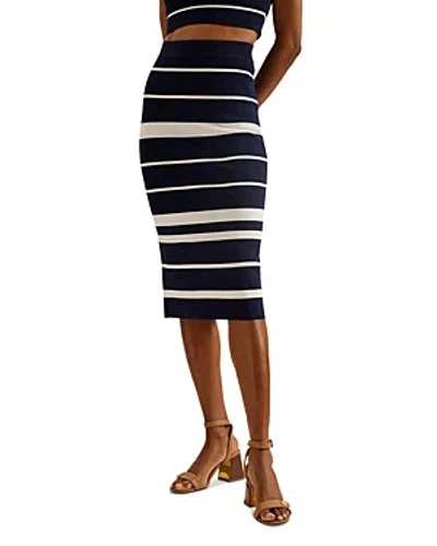 TED BAKER STRIPED BODYCON KNIT SKIRT