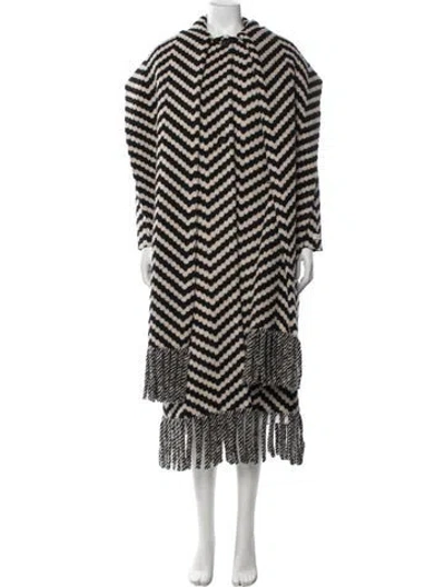 Pre-owned Ted Baker Striped Coat In Black