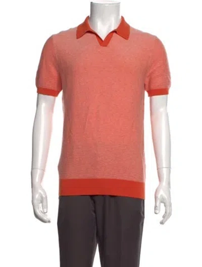 Pre-owned Ted Baker Striped Collar Polo Sweater W/ Tags In Orange