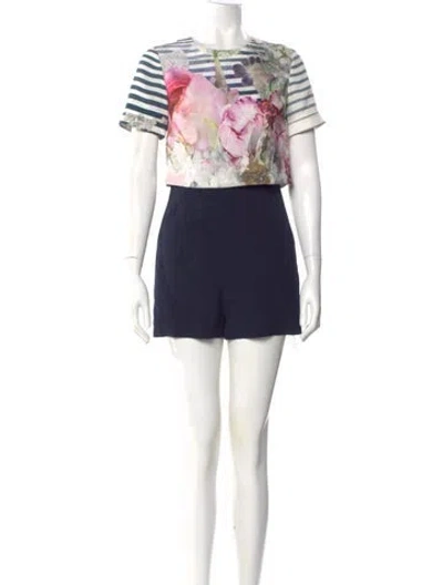 Pre-owned Ted Baker Striped Crew Neck Romper In Blue