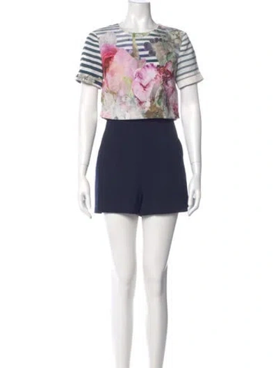 Pre-owned Ted Baker Striped Crew Neck Romper In Blue