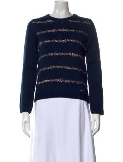 Pre-owned Ted Baker Striped Crew Neck Sweater In Blue