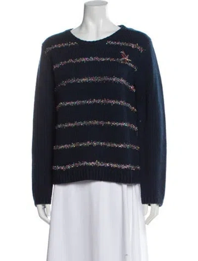 Pre-owned Ted Baker Striped Crew Neck Sweater In Blue