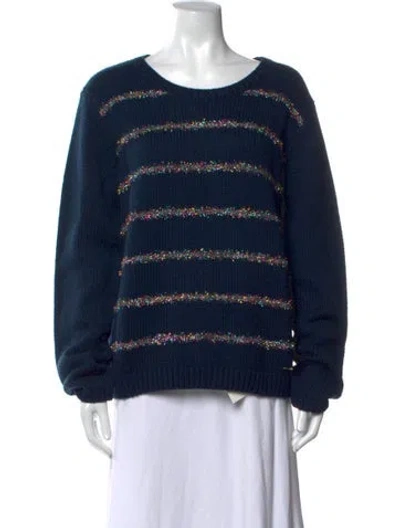 Pre-owned Ted Baker Striped Crew Neck Sweater In Blue
