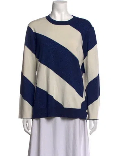 Pre-owned Ted Baker Striped Crew Neck Sweater In Blue/neutrals
