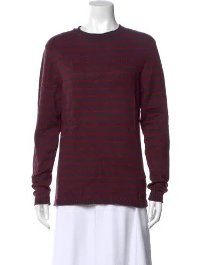 Pre-owned Ted Baker Striped Crew Neck Sweater In Burgundy