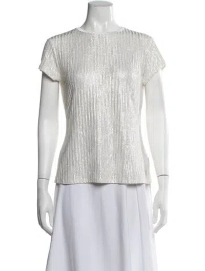 Pre-owned Ted Baker Striped Crew Neck Sweater In Metallic/white