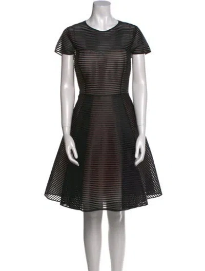 Pre-owned Ted Baker Striped Knee-length Dress In Black