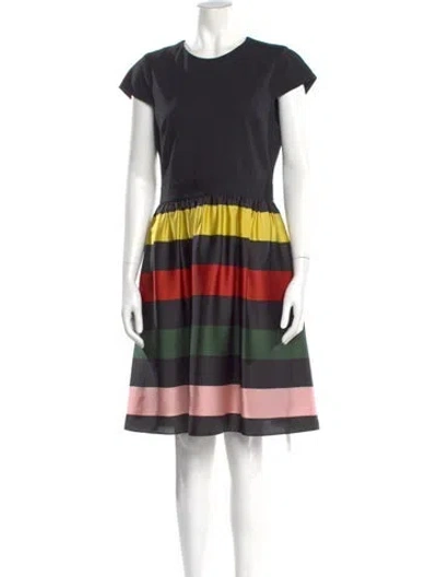 Pre-owned Ted Baker Striped Knee-length Dress In Black