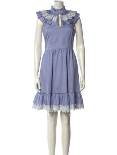 Pre-owned Ted Baker Striped Knee-length Dress In Blue
